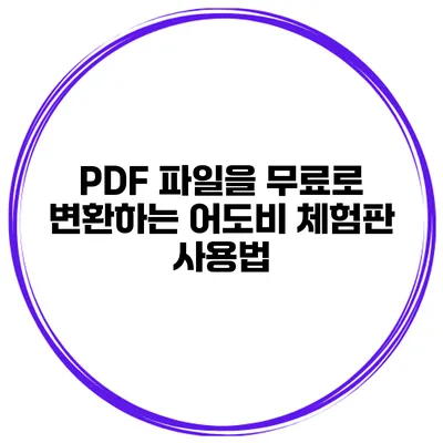 PDF 파일을 무료로 변환하는 어도비 체험판 사용법