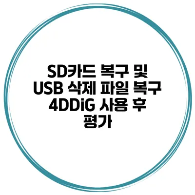 SD카드 복구 및 USB 삭제 파일 복구 4DDiG 사용 후 평가