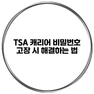 TSA 캐리어 비밀번호 고장 시 해결하는 법