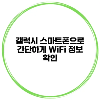 갤럭시 스마트폰으로 간단하게 WiFi 정보 확인
