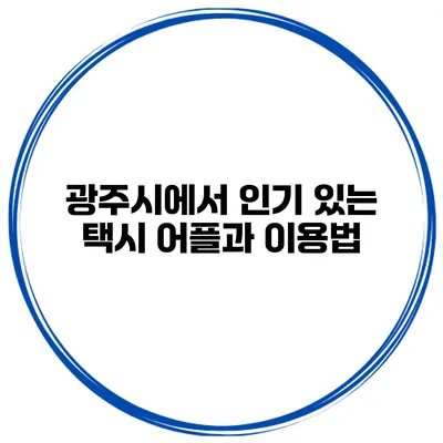 광주시에서 인기 있는 택시 어플과 이용법