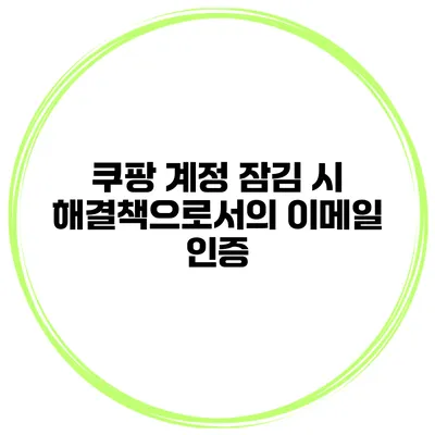 쿠팡 계정 잠김 시 해결책으로서의 이메일 인증